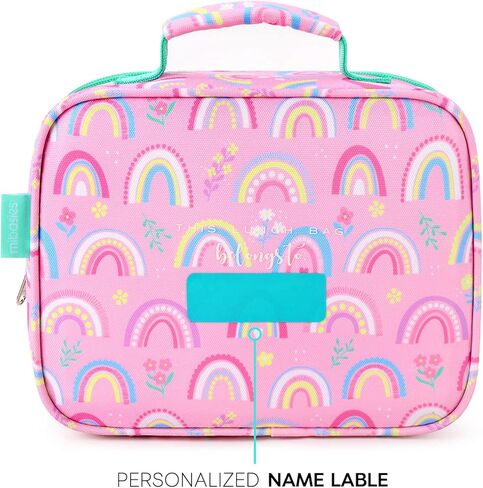 mibasies Kids Lunch Box for Girls and Boys, Insulated and Reusable Lunch Bag, Pink Rainbow in Kuwait