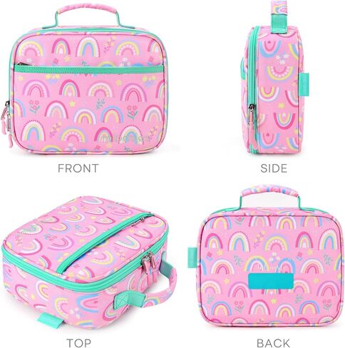 mibasies Kids Lunch Box for Girls and Boys, Insulated and Reusable Lunch Bag, Pink Rainbow in Kuwait