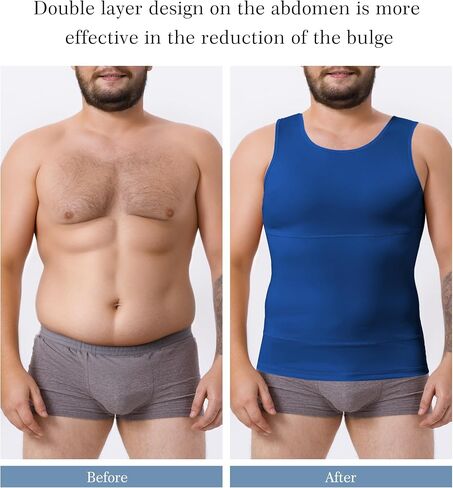 TAILONG Compression Shirt Men Shapewear Slimming Body Shaper Vest Compression Tank Top Undershirt in Kuwait