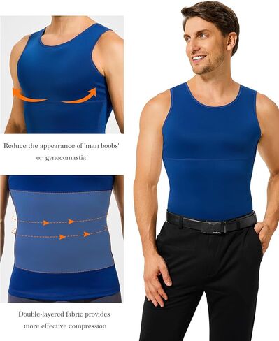 TAILONG Compression Shirt Men Shapewear Slimming Body Shaper Vest Compression Tank Top Undershirt in Kuwait