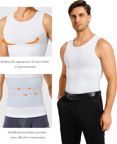 TAILONG Compression Shirt Men Shapewear Slimming Body Shaper Vest Compression Tank Top Undershirt in Kuwait