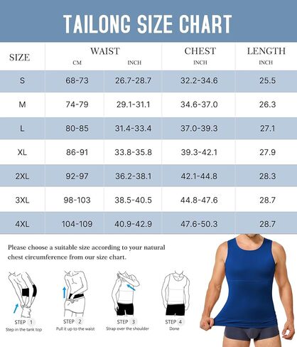 TAILONG Compression Shirt Men Shapewear Slimming Body Shaper Vest Compression Tank Top Undershirt in Kuwait