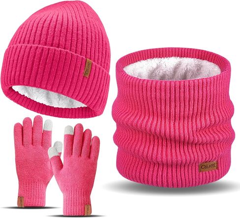3 Pieces Winter Hat Scarf Touchscreen Gloves Set for Men and Women, Thick Warm Fleece Lined Knit Beanie Hat Neck Warmer in Saudi Arabia