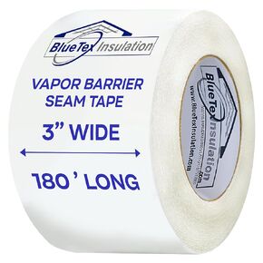 3" Wide x 180' Long White Vapor Barrier Seam Tape - 1 roll Waterproofing and Great for Crawlspaces, Insulation Repairs, Underlayment Seams, Metal Building Insulation Seams, Excellent Air Barrier