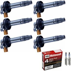 MCK 6pcs Ignition Coil Pack And Motorcraft Iridium Spark Plug Compatible With Ford Lincoln Expedition F-150 F150 Flex Police Interceptor Transit 2011-2017 11-17 3.5L 3.5 V6