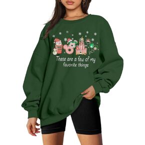 MYHALF Christmas Sweatshirt Women Xmas Shirts: Oversized Merry Christmas Crewneck Sweater Funny Magical Snowman Graphic Tops