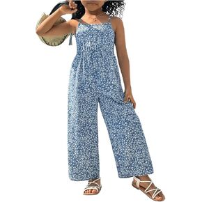 Floerns Girl's Ditsy Floral Sleeveless Jumpsuit Long Pants Boho Rompers
