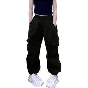 GORGLITTER Girl's Baggy Cargo Pants Wide Leg Jogger Pants Streetwear Parachute Pants