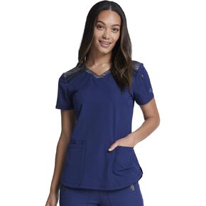 Dickies Dynamix Womens Tops, Athletic-Inspired Mélange V-Neck Scrub Top with Four-Way Stretch and Moisture Wicking DK740