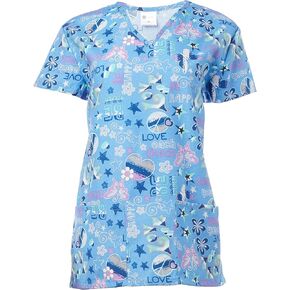24|7 Comfort Scrubs Women's Plus Size V Neck Sz Top