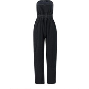 Womens 2024 Summer Fashion Backless Denim jumpsuit Sexy Jean Romper High Waist Casual Overalls
