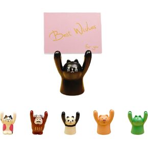 6PCS Cute Animal Memo Holder,Resin Card Photo Holder Clips,Mini Animal Reserved Number Clip Name Note Memo Stand Office Supply Home Decoration