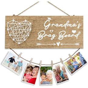 Grandma's Brag Board Gifts for Grandmother from Granddaughter and Grandson Nana Granny Photo Holder Grandma Picture Frame Mothers day Birthday Gifts For Grandma (Light Color)