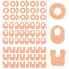 72 Pcs Callus Pads, 3 Model Felt Callus Cushions for Bottom of Foot Self Adhesive Foot Corn Pads for Men and Women Reduce Foot and Toes Pain Relief, U Shaped, Oval Shape & Round Shape, Beige