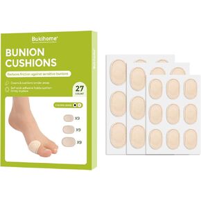 Bukihome Premium Bunion Pads - Non-Stick Center for Sensitive Skin, Moleskin Guards Protect Feet for Men and Women,Odor Resistant Cushions, Prevents Friction and Pressure (54 Count)