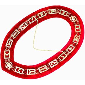 Masonic Regalia Free Masons Master Mason GOLDEN Metal Chain Collar RED Backing