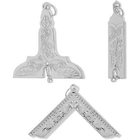 Masonic Collar Jewels Set of 3 Blue Lodge ideal Officers gift for freemasons (Silver)