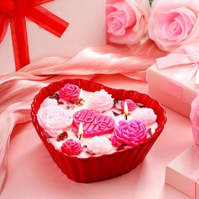 Large Valentine's Day Heart Candle 6.3" Heart Shaped Rose Scented Candle Valentine's Day Rose Scented Candle for Valentine's Day Gift Wedding Anniversary Birthday Home Decoration in Kuwait