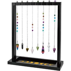 Wooden Pendulum Crystal Display Holder Wood Pendulum Display Stand Moon Phase Witch Supplies Organiser for Incense Necklace Witch Rock Stone