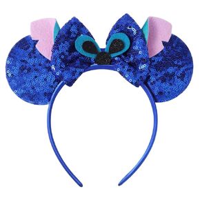 Mouse Ears Headband With Bow, Sequin Mouse Ears For Party, Hair Hoop Headwear Cosplay Costume for Girls Women Kids