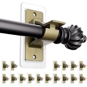 (10 Pack) Curtain Rod Holders No Drilling, Self Adhesive Curtain Rod Brackets No Nail No Drill, Adjustable Curtain Hangers Hooks Suits for Bedroom Kitchen Bathroom and Home