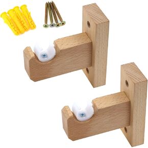 KUMGROT 2pcs Window Curtain Brackets Wood Curtain Rod Holder Heavy Duty Single Curtain Rod Hooks for Kitchen Bedroom Living Room Curtain Rod Hardware