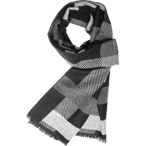 Mens Winter Scarf Cashmere Feel Warm Scarves Long Plaid Tassel Scarf for Men