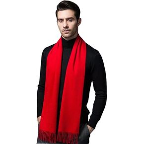 Cashmere & Wool Scarf Solid Color Thin Lightweight Scarf for Men and Women in Cold Weather with Gift Box