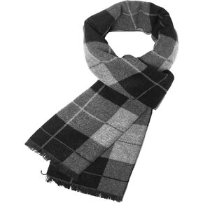 Mens Cashmere Winter Scarf Soft Warm Wool Scarves Plaid Tassel Scarf for Men