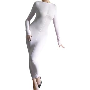 RUIBAVYA Bodysuits for Women Sexy Bodystocking Bodysuit Tights Nylon Sheer Catsuit Long Sleeve Pantyhose Bodycon Dress
