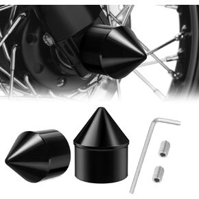 PBYMT Black Front Axle Nut Covers Caps Compatible for Harley Softail Sportster Touring Road King Street Glide 2002-2024