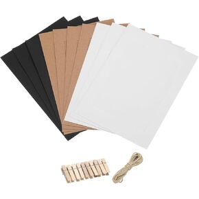 MECCANIXITY 10PCS Paper Photo Frames, 7 x 5 Inch Cardboard Picture Frames with Clips & Strings, DIY Photo Hanging Display for Home Office Decor, Brown