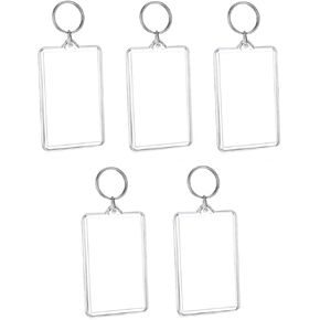 5 Pcs Clear Plastic Picture Frame Keychain Rectangle Shapes Blank Photo Keychains Photo Display Plastic Keychain Clip Photo Holders Photo Albums, Frames and Accessories