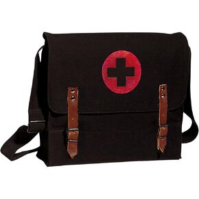 Rothco Canvas Red Medics Cross Messenger Shoulder Bag, Black