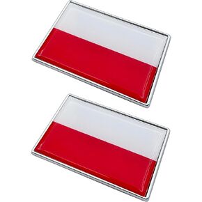 2 Pcs 3D Poland Polish Flag Metal Car Stickers Chrome Decals,2.3 x 1.6 Inch Metal Truck Stickers,Patriotic Car Motorcycle Emblem.