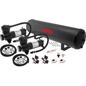 Vixen Air Suspension Kit for Truck/Car Bag/Air Ride/Spring. On Board System- Dual 200psi Compressor, 5 Gallon Tank. for Boat Lift,Towing,Lowering,Load Leveling,Bags,Onboard Train Horn VXO4852DB