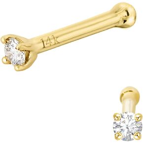 Diamond Nose Bone Nose Stud 14K Gold 20G Nose Stud 1.5mm-2.5mm Unisex Ball-end Diamond Nose Stud