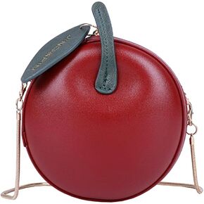 LUOZZY Apple Purse Shape Fruit Shape Handbag PU Leather Handbag Cartoon Shoulder Bag Adjustable Strap Apple Clutch for Women Girls - Fuchsia