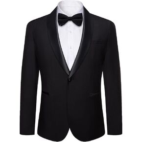DiBanGu Mens Blazer One Button Shawl Lapel Tuxedo Sport Coat Casual Dress Suit Jacket for Men Wedding Party Prom