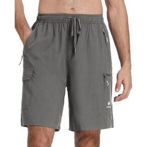 HOTSUIT Men's Cargo Shorts Quick Dry Elastic Waist Cargo Hiking Outdoor Travel Shorts Multi Pocket for Fishing Camping Casual