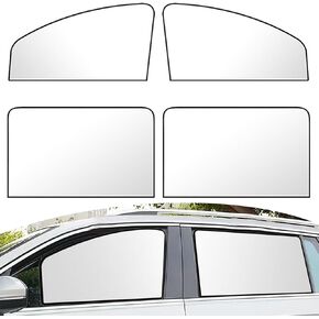 4 PCS Car Side Window Full Shading Design Sunshade, Sun Protection Heat Insulation Privacy Protection Blackout Curtain, Adsorption Installation Design Accessories for Cars, SUVs (Black)