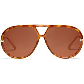 VANLINKER Trendy Polarized Aviator Sunglasses for Women Men Retro Oversized Round Sunglasses Vintage Shield Shades VL9798