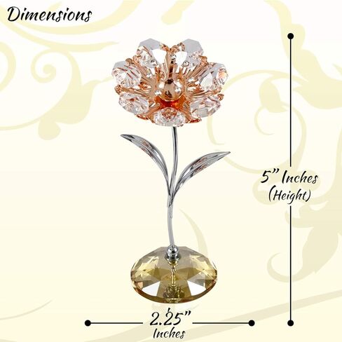 Matashi Metal Sunflower - Valentines Day Gift Chrome & Rose Gold Plated Crystal Studded Sunflower Figurine Table top Ornament Home Décor for Mom Dad Daughter Son Friends & Family in Kuwait