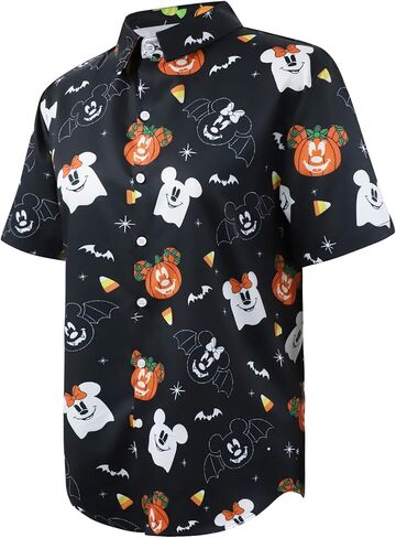 Unisex Halloween Hawaiian Shirts Short Sleeve Button Down Christmas Vacation Dress Shirts in Saudi Arabia