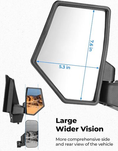 KEMIMOTO Large Mirror, Adjustible Side Mirrors Compatible with Polaris Xpedition XP/ADV 2024-2025, Folding Side Mirrors with Guard Plate Mounted on A-pillar Replace #2884491 in Saudi Arabia