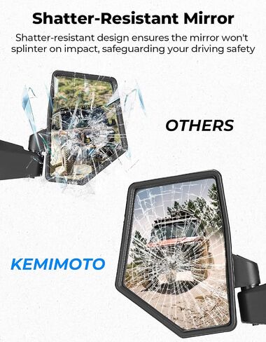 KEMIMOTO Large Mirror, Adjustible Side Mirrors Compatible with Polaris Xpedition XP/ADV 2024-2025, Folding Side Mirrors with Guard Plate Mounted on A-pillar Replace #2884491 in Saudi Arabia