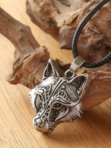 HAQUIL Wolf Necklace, Viking Wolf Head Pendant, Wolf Necklace Collection, Wolf Jewelry Gift for Men and Women in Kuwait