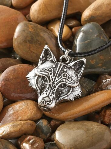 HAQUIL Wolf Necklace, Viking Wolf Head Pendant, Wolf Necklace Collection, Wolf Jewelry Gift for Men and Women in Kuwait