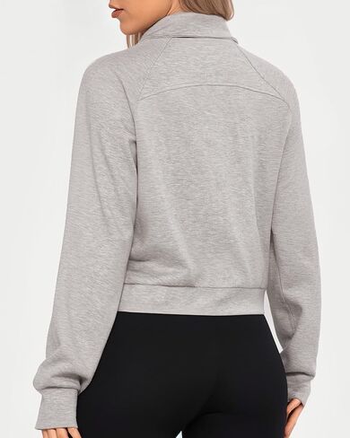 MANGOPOP كنزة صوفية بسحاب ربع نسائي مع غطاء للرأس مع فتحات إبهام 2 جيوب الكنغر ملابس مقصوصة بنصف سحاب in Kuwait