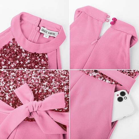 GRACE KARIN Girls Jumpsuit Tween Sequin Trendy Party Halter Shinny Dance Formal Romper Bodysuit 6-12 in Saudi Arabia